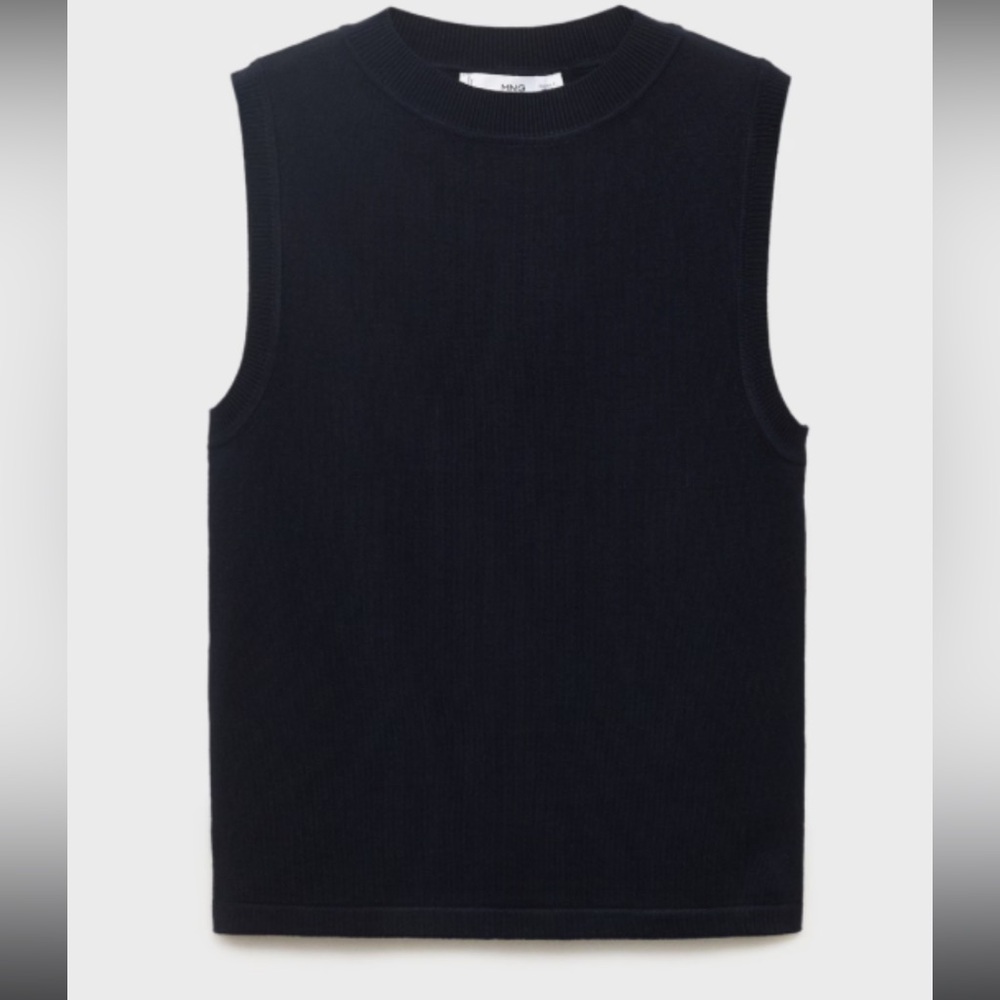 Mango Deep Navy Ribbed Sleeveless Sweater